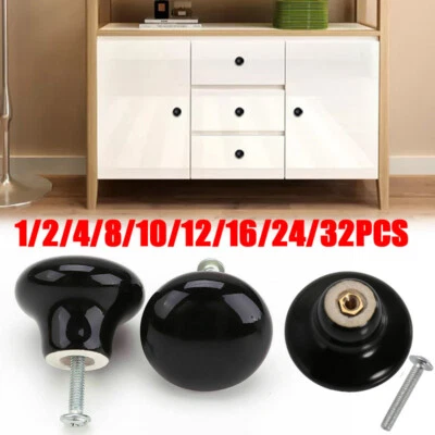 1-32Pcs 38mm Ceramic Door Knobs Drawer Cabinet Wardrobe Pull Handle for Cupboard - Image 1 of 4