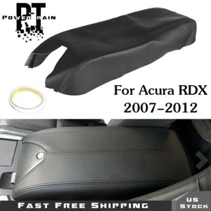Leather Center Console Lid Armrest Cover Fit For 2007-2012 Acura RDX Black Vinyl - Picture 1 of 16