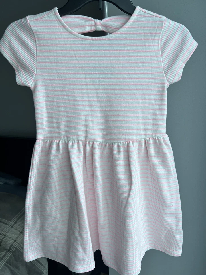 Vestido Colección Niños Niñas Talla Mediana (9/10) 140cm Rosa Blanco Rayas  Foto 1 de 4