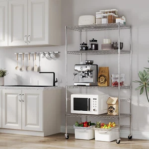 4 Tier Wire Shelving Unit Metal Shelf Organizer Heavy Duty Wire Rack Storage - Picture 1 of 7
