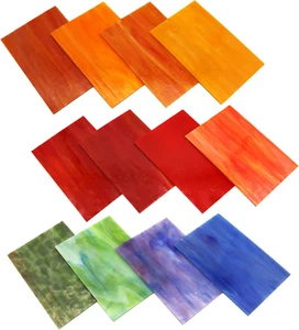 12 Sheets Variety Stained Glass Sheets Pack, 4 X 6 Inch Mosaic Glass Tiles fo... - Picture 1 of 1