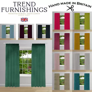 VELVET CURTAINS MADE TO MEASURE BESPOKE PAIR PENCIL PLEAT CURTAINS HANDMADE I UK - Picture 1 of 39