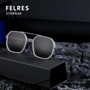 Gafas de sol polarizadas con marco de metal cuadrado para hombres mujeres exteriores gafas premium - Imagen 1 de 26
