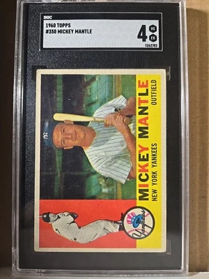 Mickey Mantle 1960 Topps #350 SGC 4 en muy buen estado-ex increíble atractivo visual centrado 2782 Foto 1 de 4