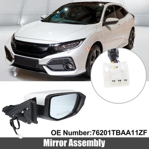 3 Pin Right Side Door Mirror Assembly Black White for Honda Civic 2016-2021 - Picture 1 of 6