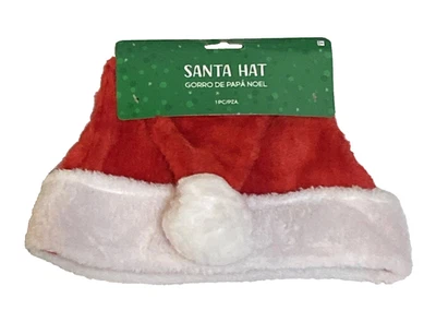 Plush Red And White Santa Hat Christmas Holiday Fancy Dress Up Costume Accessory - Image 1 of 2