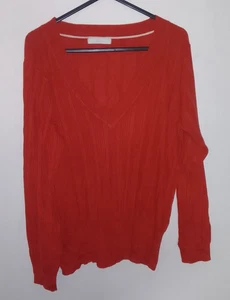 Marks & Spencer Red V Neck Jumper Long Sleeve Size 22 - Picture 1 of 4