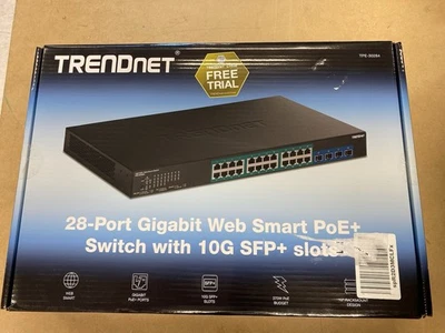 TRENDnet TPE-30284 28-Port Gigabit PoE+ Web Smart Switch - New in Box - Image 1 of 4