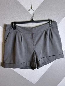 Apostrophe Women's Gray Herringbone Cuffed Dress Winter Shorts Size 14 - Picture 1 of 10