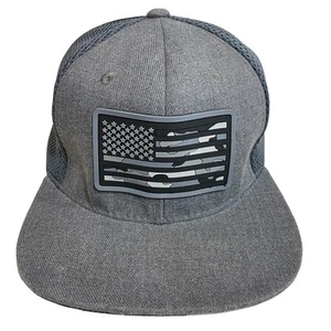 Grizzly Lids Hat Stars Stripes Camouflage Flag Snap Back Gray Black - Picture 1 of 5