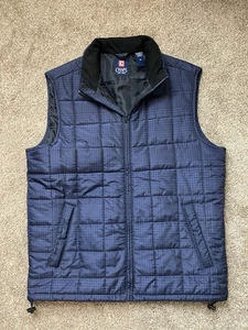 Chaps Quilted Puffer Zip Up Vest Jacket Men's M Sleeveless Navy Blue Mock Neck - Picture 1 of 10
