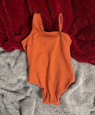 Traje de baño H&M niño pequeño 3-4T naranja texturizado una pieza correa asimétrica niñas Foto 1 de 4
