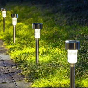 GIGALUMI Solar Pathway Lights 12 Pack, Stainless Steel IP44 Waterproof Auto On/O - Picture 1 of 12