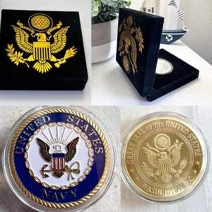 US NAVY Commemorative Challenge Coin come with special velvet case - Bild 1 von 3