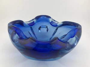 Hochwertige Schale Aschenbecher Murano Glas blau 1020 g Superzustand! - Bild 1 von 5