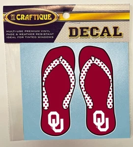 Calcomanía de vinilo para ventana de coche de 4" de la Universidad de Oklahoma Sooners FLIP FLOPS - Imagen 1 de 1