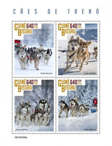 Guinea-Bissau 2019 MNH Sled Dogs Stamps Siberian Huskies Husky 4v M/S