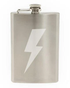 Awesome Lightning Bolt Etched Hip Flask 8oz - Picture 1 of 1