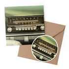 1 x kartka okolicznościowa i zestaw naklejek 10cm - stare radio samochodowe vintage klasyczne #21956