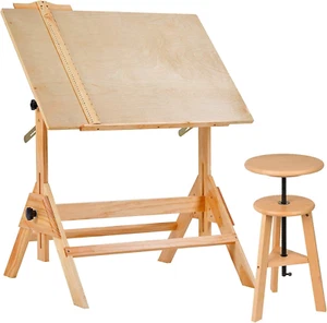 MEEDEN Drafting Table,Wood Drafting Stool,Artist Drawing Table Desk with Adju... - Picture 1 of 12