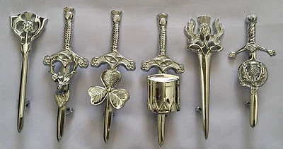 SCOTTISH THISTLE Schottischer Kilt Pin Distel Wappen Design Chrom Oberfläche 4 Zoll/Keltische Stifte & Broschen