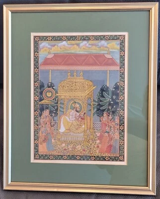 Excelente pintura antigua persa safávid miniatura--islámica/otomana/mogol/india Foto 1 de 4