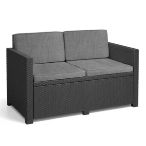 Allibert Victoria / Monaco 2-Sitzer anthrazit, Rattanoptik, wetterfest, Garten, - Bild 1 von 3