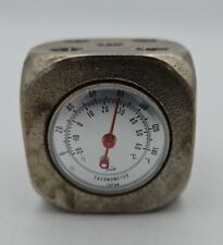 Vintage Desktop Thermometer Japan Dice Silver 70s 80s 