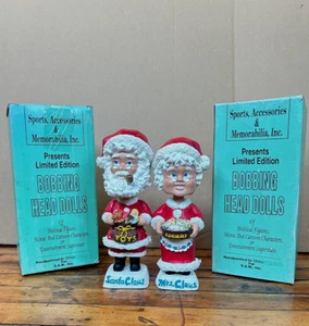 Vintage Santa Mrs. Claus Bobbleheads Dolls 1997 Sports Accessories Set of 2 - Picture 1 of 18