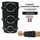 Gothic Handmade In England Ring Studded Adjustable Armband 100% Real Leather