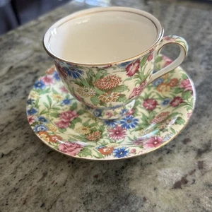 Royal Winton Grimwades KEW Demitasse Tea Cup Saucer Floral Chintz-England - Picture 1 of 6