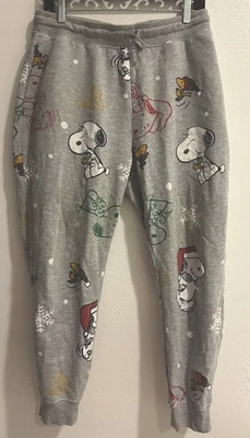 PEANUTS Juniors size L(11-13) Grey  sweatpants with elastic waist and tie - Image 1 of 4