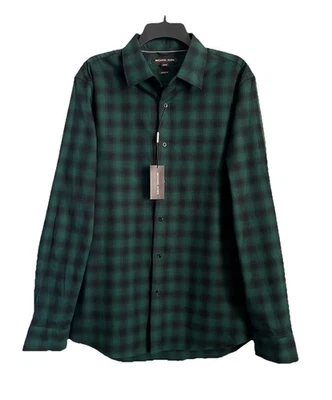 Camisa a Cuadros Michael Kors Para Hombre Calce Clásico Sombra Talla L en Verde Esmeralda Foto 1 de 4