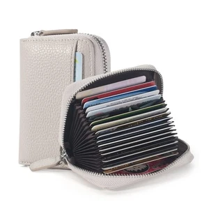 Credit Card Holder Wallet RFID Blocking Slim Genuine Leather Organizer Zipper... - Picture 1 of 7