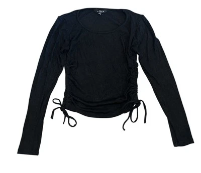 Цветы на Zoe девочек черный ребристый защемленный стороны галстуки длинным рукавом Топ размер XL (14) - Изображение 1 из 3