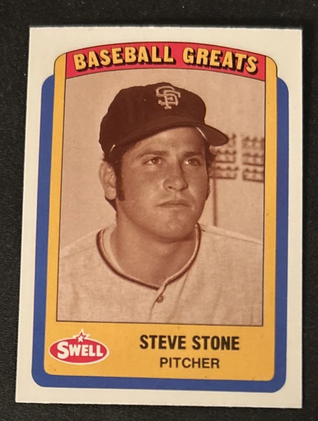 1990 年 Swell 棒球伟人史蒂夫·斯通卡 #27 巨人队白色袜队金莺队状况极佳 — 第 1/2 张图片