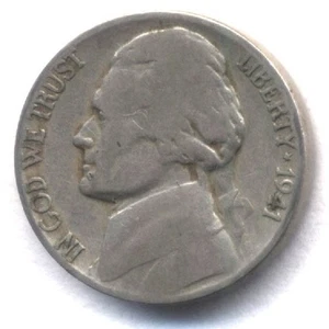 1941 D JEFFERSON NICKEL SCARCE RARE US AMERICAN OLD AUCTION  5 CENT COIN #1270 - Picture 1 of 2