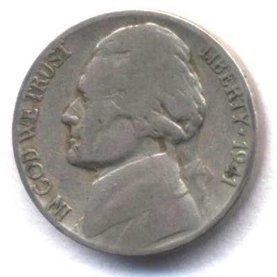 1941 D JEFFERSON NICKEL SCARCE RARE US AMERICAN OLD AUCTION  5 CENT COIN #1270 - Image 1 of 2