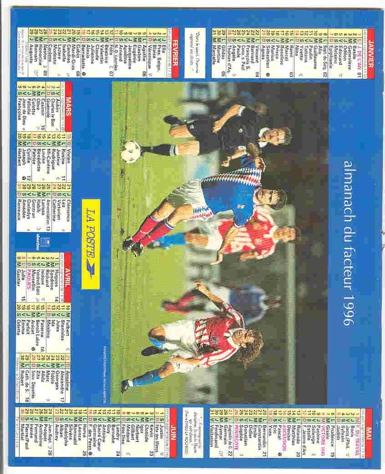 ALMANACH CALENDRIER LA POSTE 1996 FOOTBALL CANTONA THE KING MANCHESTER UNITED  - Photo 1/1