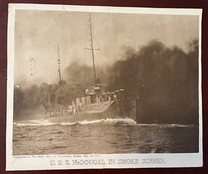 U.S.S. McDougal in Smoke Screen ~ Suppl. to The North American ~ May 20 1917 WWI - Picture 1 of 9