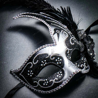 ILOVEMASKS Pantalone Long Nose Matte Black Masquerade Ball Costume Party Mask - Image 1 of 4