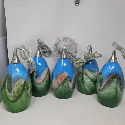 ELK Iluminación Colgante Arte Vidrio 10077/1 Geológico Azul Multicolor Comprar 1,2,3,4,5 Foto 1 de 4