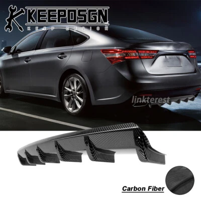 For Toyota Avalon CARBON FIBER Curved Rear Bumper Diffuser Splitter Shark Fins Foto 1 de 4