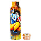 1000 ml bouteille d'eau potable imprimée statue de designer Radha Krishna cuivre pur