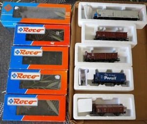 HO ROCO Lot de 5 wagons marchandises - Imagen 1 de 3