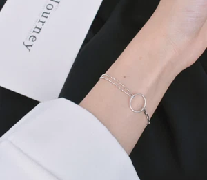 925 Sterling Silver Double Chain Bracelet Women Jewelry Best Gift Present - New - Picture 1 of 5