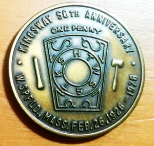 USA 1976 Masonic One Penny Kingsway 50th, W. Spfld., Mass. - Picture 1 of 2