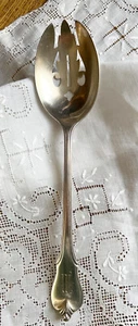 Grand Colonial by Wallace Sterling Silver Pierced Serving Spoon Mono "M" - Picture 1 of 3