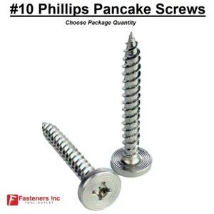 #10 Phillips Pancake Head Sharp Sheet Metal Screws Zinc Plated (Choose Size) - Picture 1 of 2