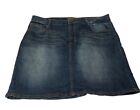 Bit & Bridle Denim Mini Skirt Size 16 Blue Jean Cotton Blend Whiskering